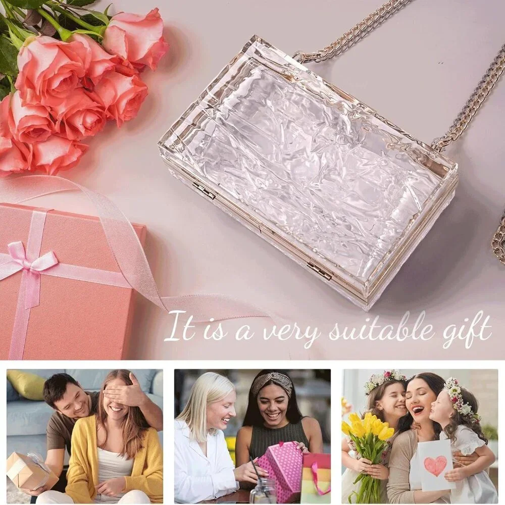 Women's Clear Acrylic Purse Evening Bag Clutch Crossbody Wedding Party